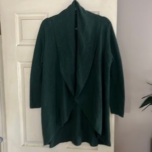 Eileen fisher large forest green shawl collar cardigan. Cotton/ linen viscose